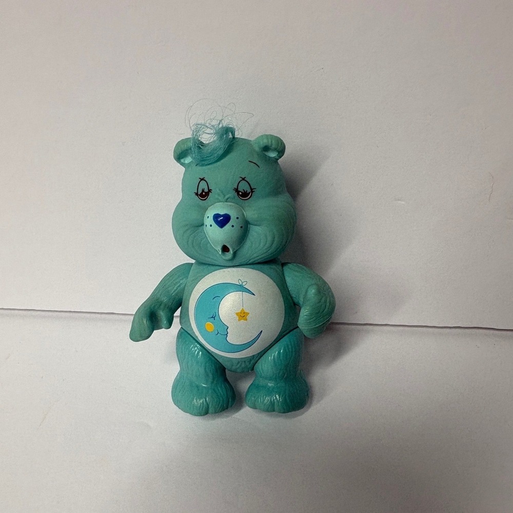 Vintage 80s Care Bears Bedtime Bear Poseable Figure Kenner Teal Blue Moon